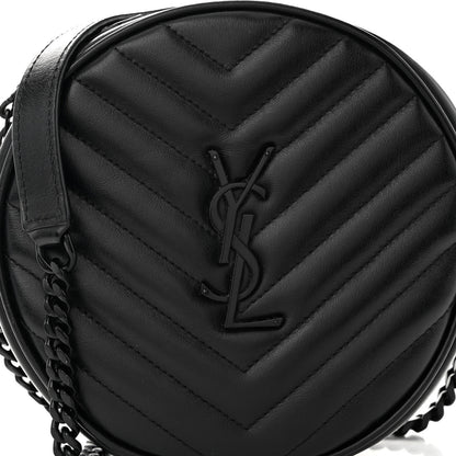 Saint Laurent Calfskin Matelasse Chevron Round Vinyle Camera Bag Black 7 of 9