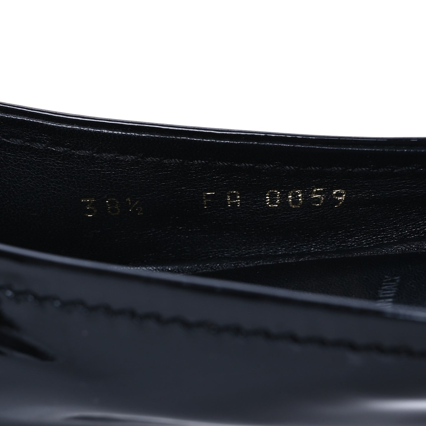 Patent Calfskin Oxford Ballerina Flats 38.5 Black
