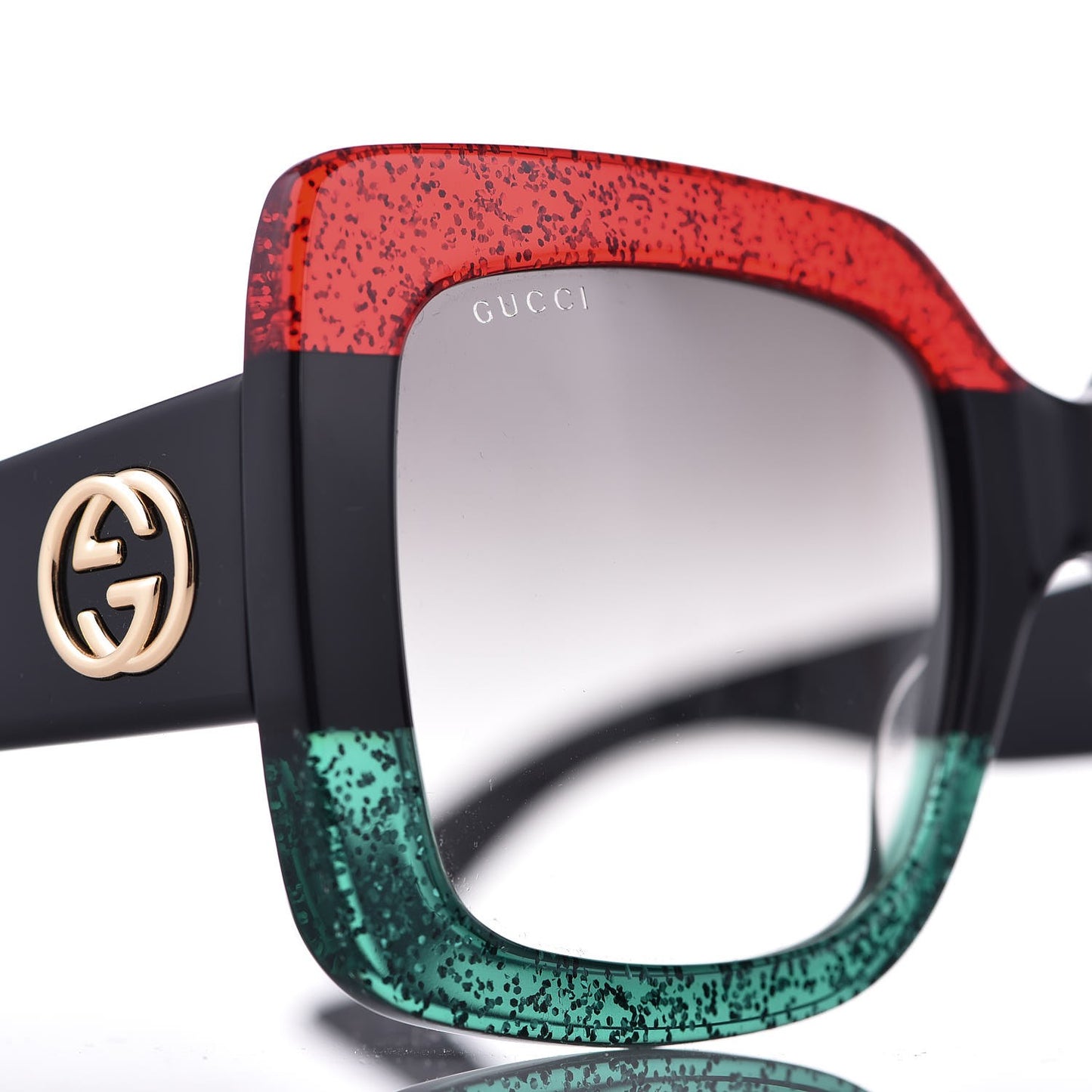 Square Frame GG0083S Sunglasses Glitter Red Black Green