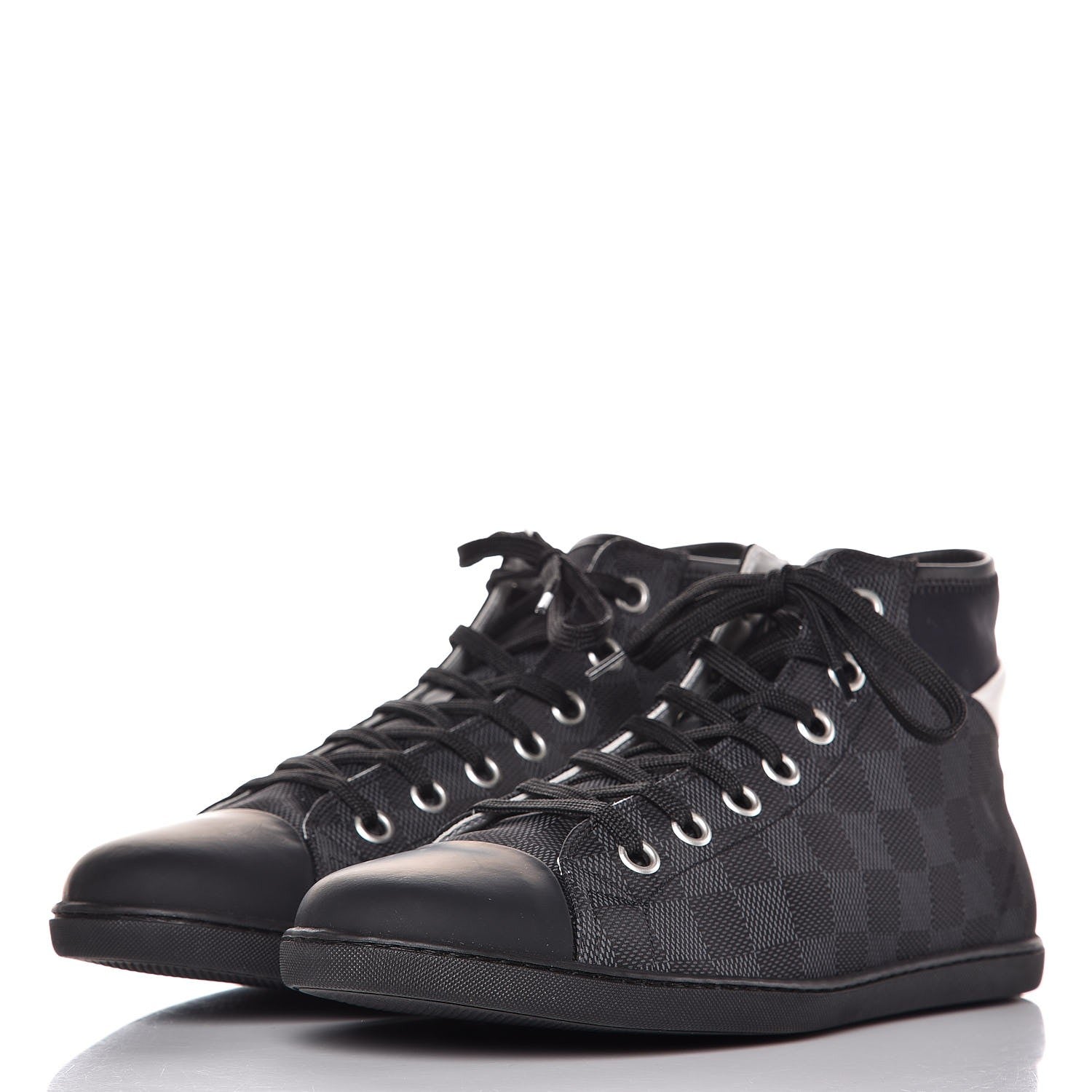 Louis Vuitton Nylon Damier Graphite Baseball High Top Sneaker Boots 5.5 2 of 8