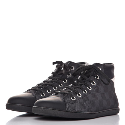 Louis Vuitton Nylon Damier Graphite Baseball High Top Sneaker Boots 5.5 2 of 8