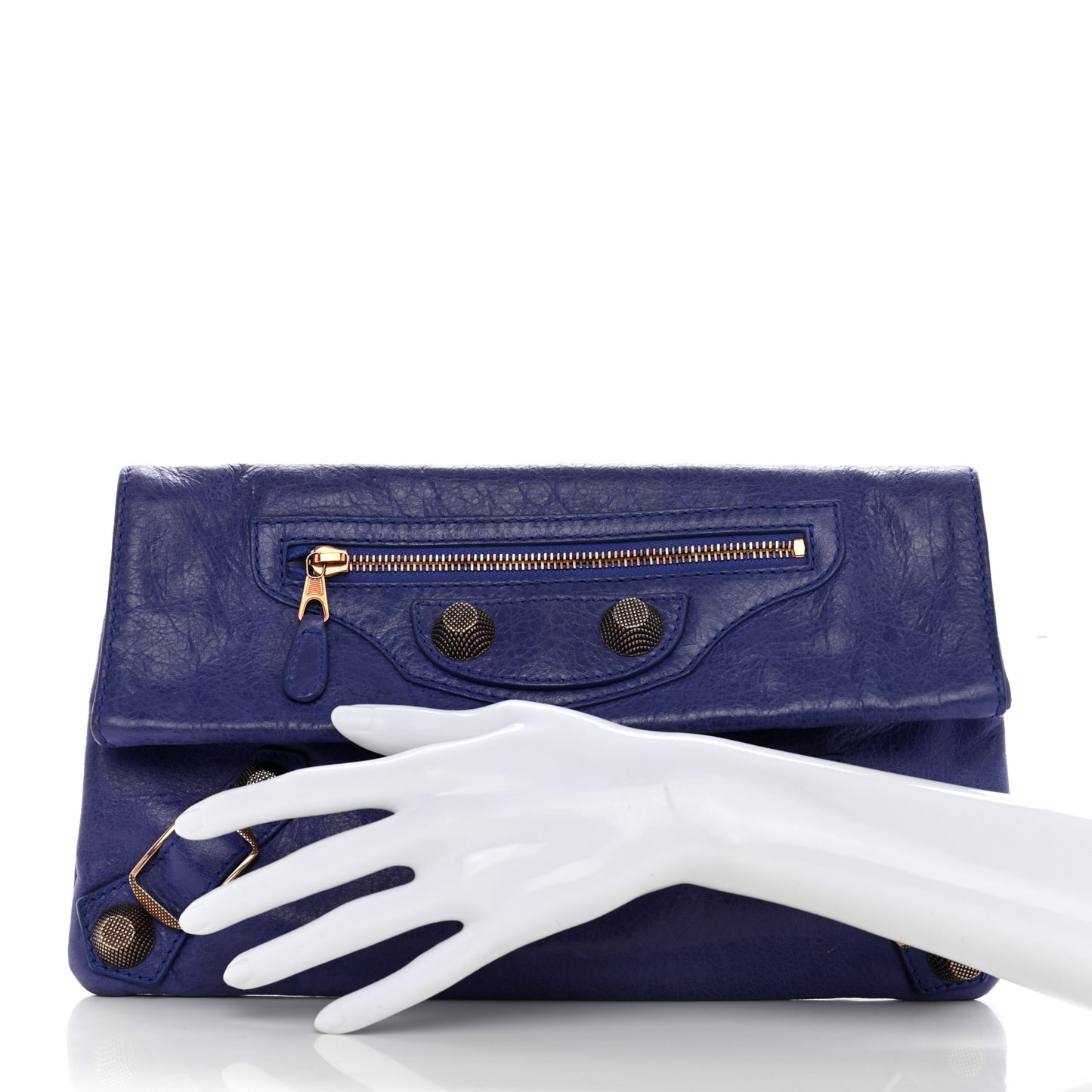 Agneau Giant 21 Rose Gold Hardware Envelope Clutch Bleu Lavande