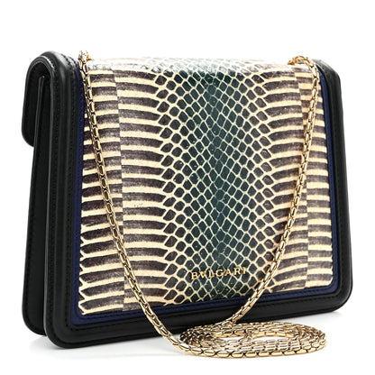 Bulgari Calfskin Snakeskin Serpenti Forever Crossbody Bag Blue Black Multicolor 3 of 9