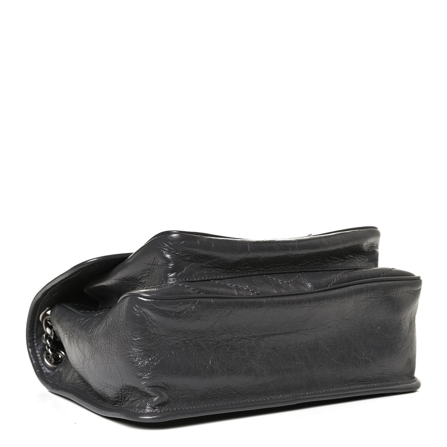 Crinkled Calfskin Matelasse Monogram Medium Niki Chain Satchel Storm