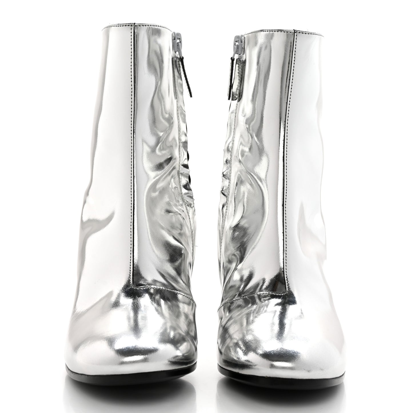 Miroir Calfskin Ankle Booties 36 Argent