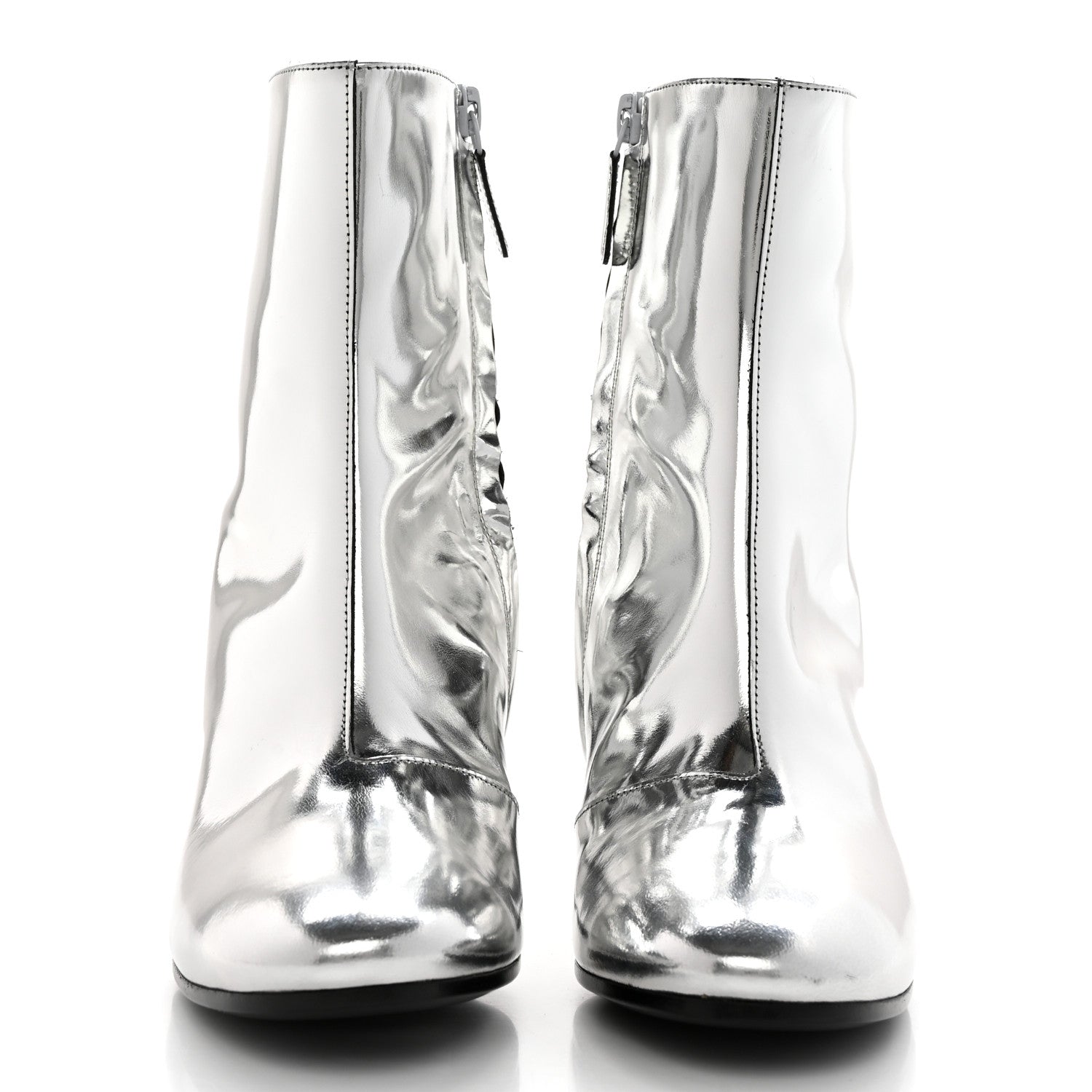 Balenciaga Miroir Calfskin Ankle Booties 36 Argent 2 of 12
