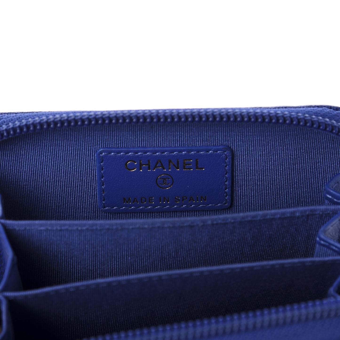Caviar Quilted Boy Zip Around Coin Purse Wallet Dark Blue
