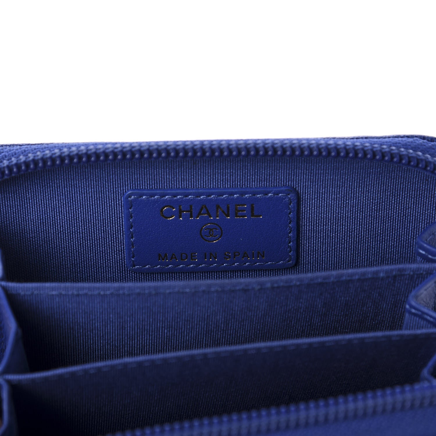 Chanel Caviar Quilted Boy Zip Around Coin Purse Wallet Dark Blue 8 of 9
