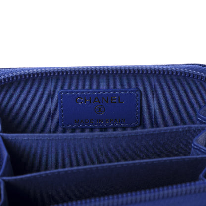 Chanel Caviar Quilted Boy Zip Around Coin Purse Wallet Dark Blue 8 of 9
