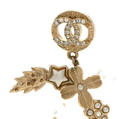 Chanel Crystal Pearl Resin CC Drop Earrings Gold 5 of 5