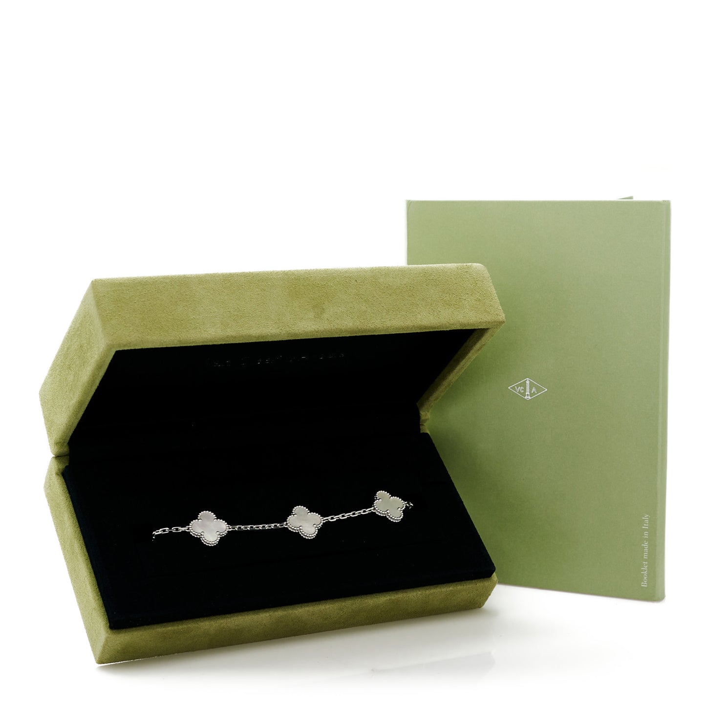 18K White Gold Mother of Pearl 5 Motifs Vintage Alhambra Bracelet