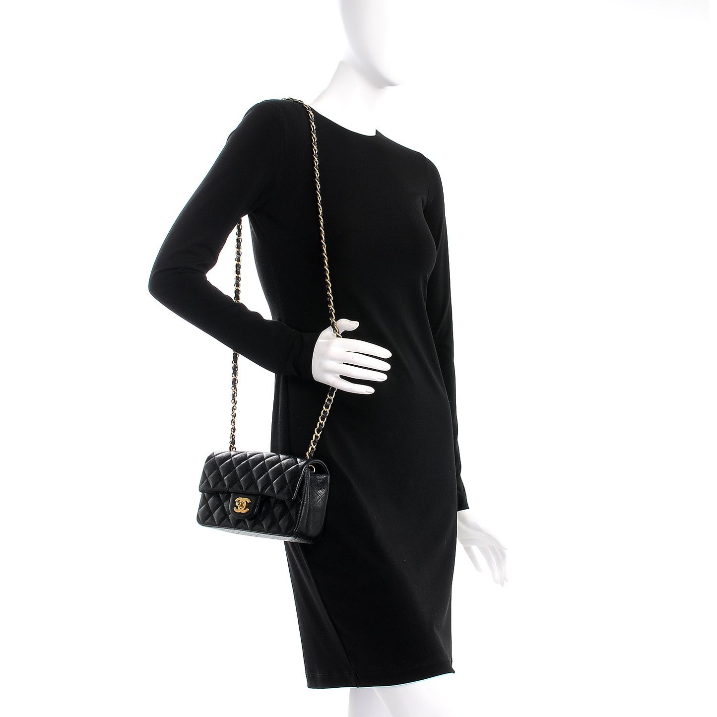 Caviar Quilted Mini Rectangular Flap Black