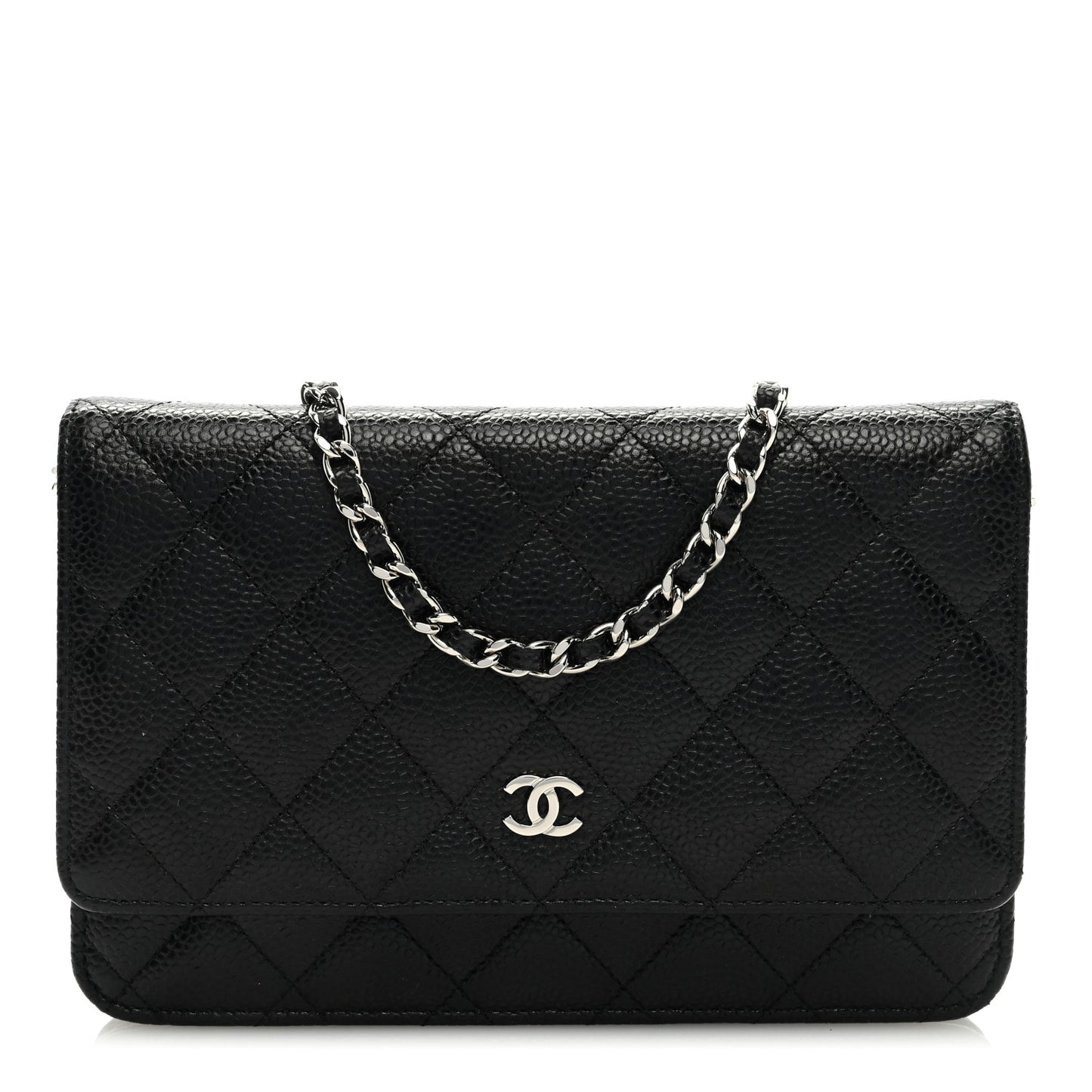 Caviar Quilted Wallet on Chain WOC Black