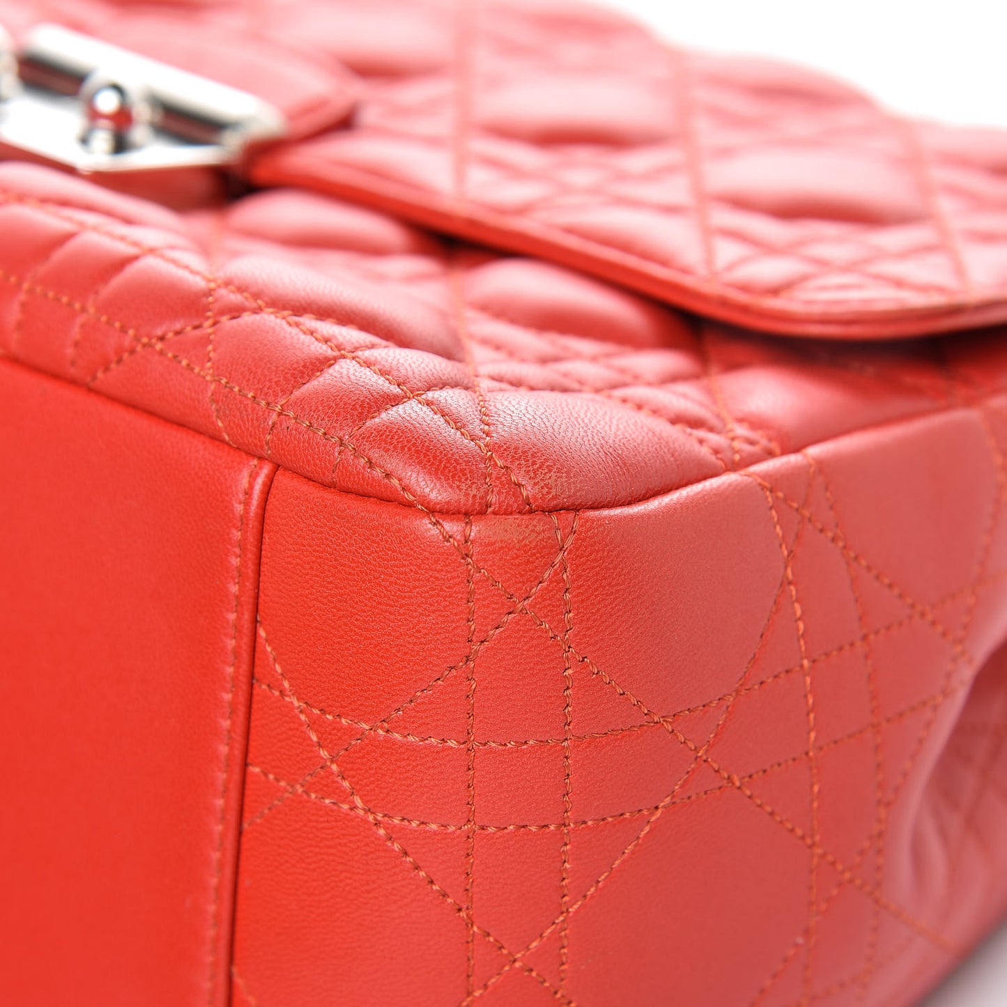 Lambskin Cannage Large Miss Dior Flap Vermillion