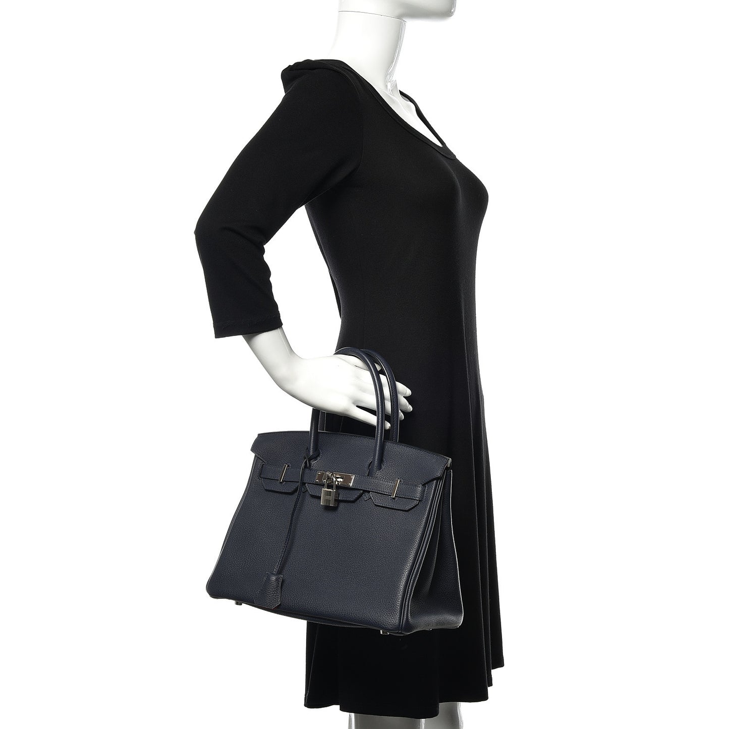 Togo Birkin Verso 30 Bleu Nuit Orange Poppy
