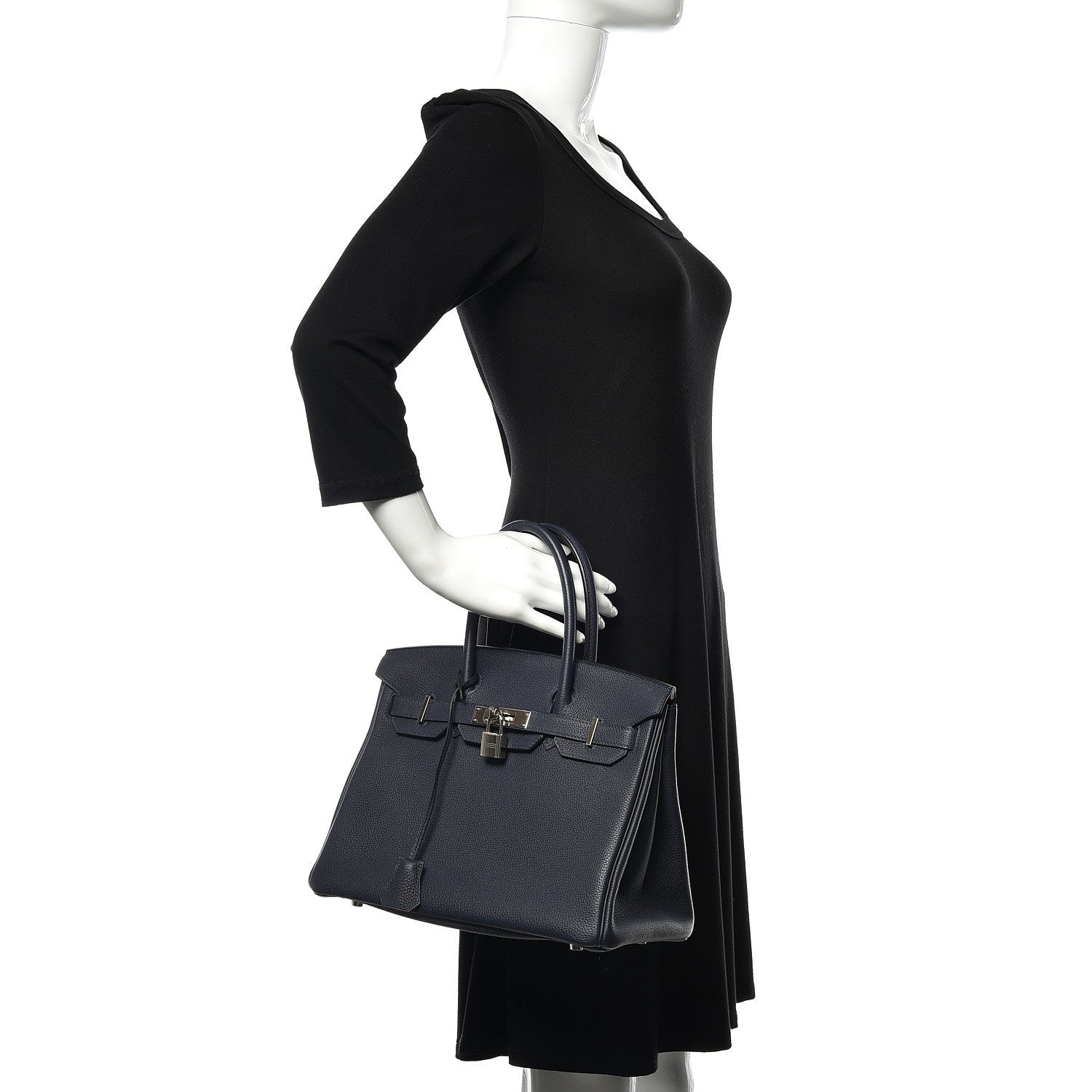 Hermes Togo Birkin Verso 30 Bleu Nuit Orange Poppy 2 of 34