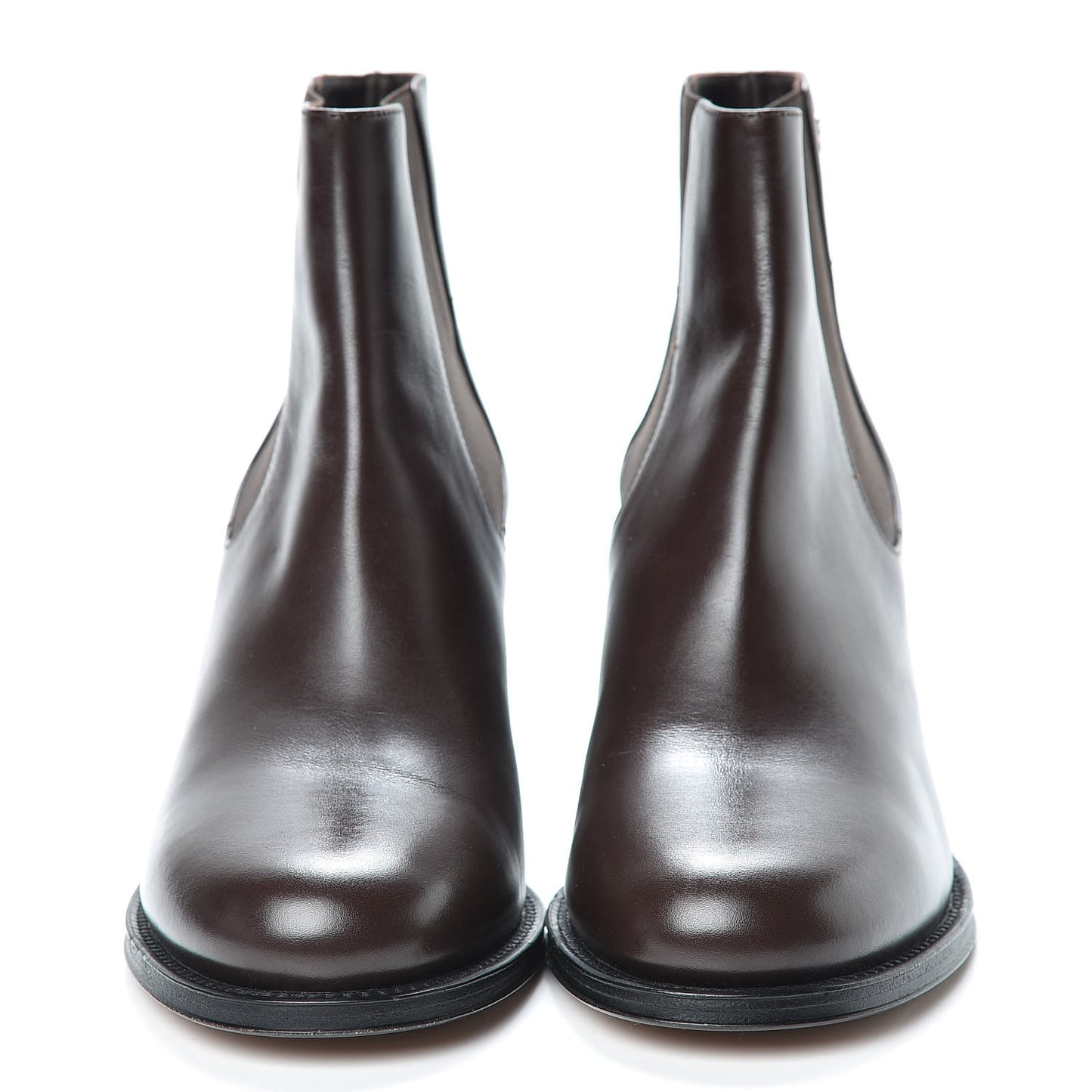 Glazed Calfskin Short Boots 40 Dark Brown