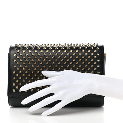 Christian Louboutin Calfskin Patent Leopard Spikes Paloma Clutch Black 3 of 11