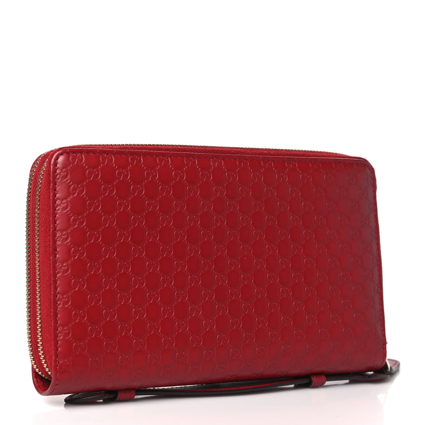Microguccissima Zip Around Top Handle Travel Wallet Red