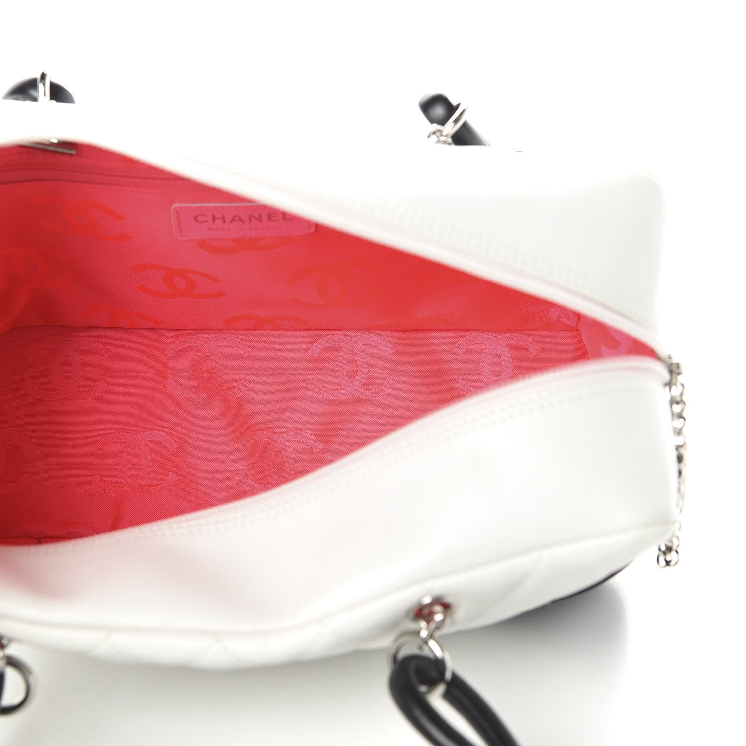 Chanel Calfskin Quilted Large Cambon Bowler White Black 5 of 11