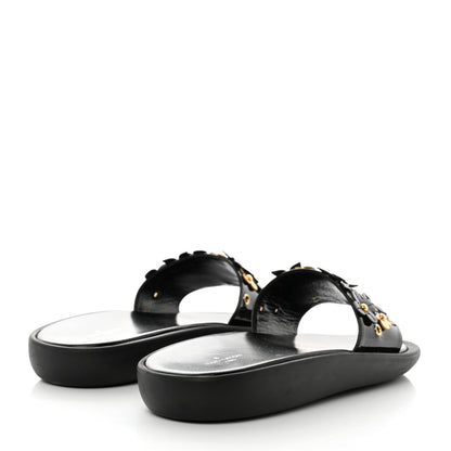 Louis Vuitton Patent Sunbath Flower Slide Sandals 37 Black Gold 4 of 10