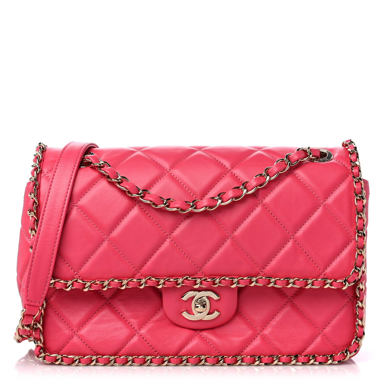 Chanel Crumpled Calfskin Medium Chain All Over Flap Pink 1 of 10