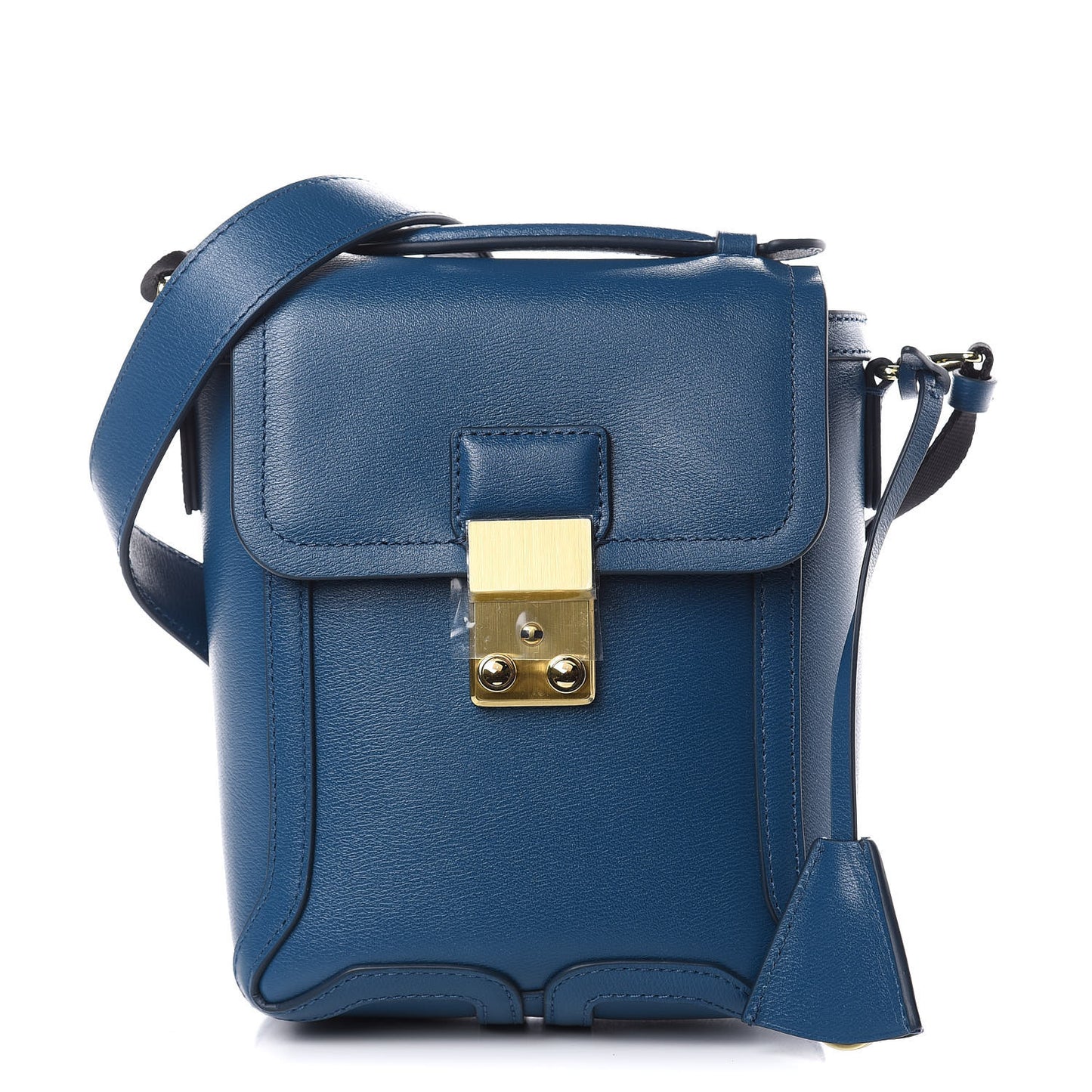 3.1 Embossed Grain Calfskin Pashli Camera Shoulder Bag Blue