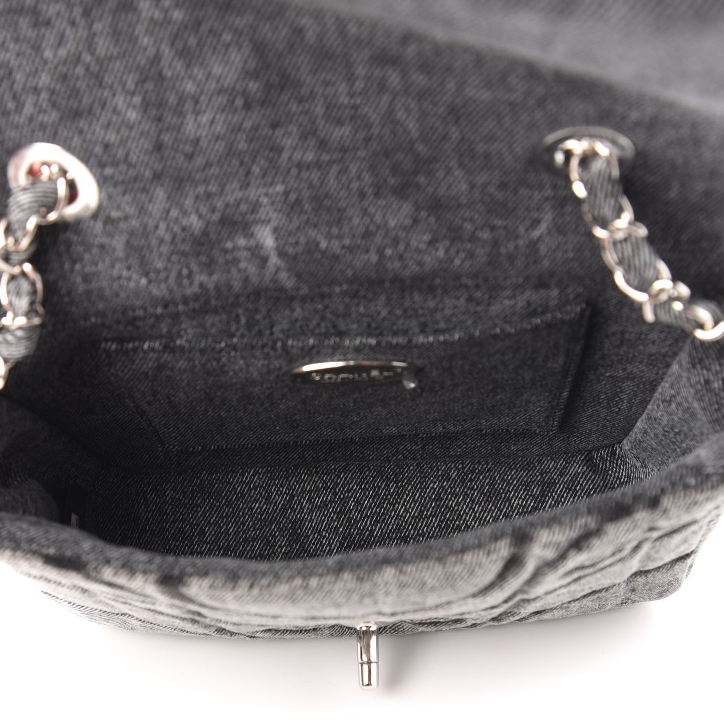 Denim Stitched Mini Square Flap Black
