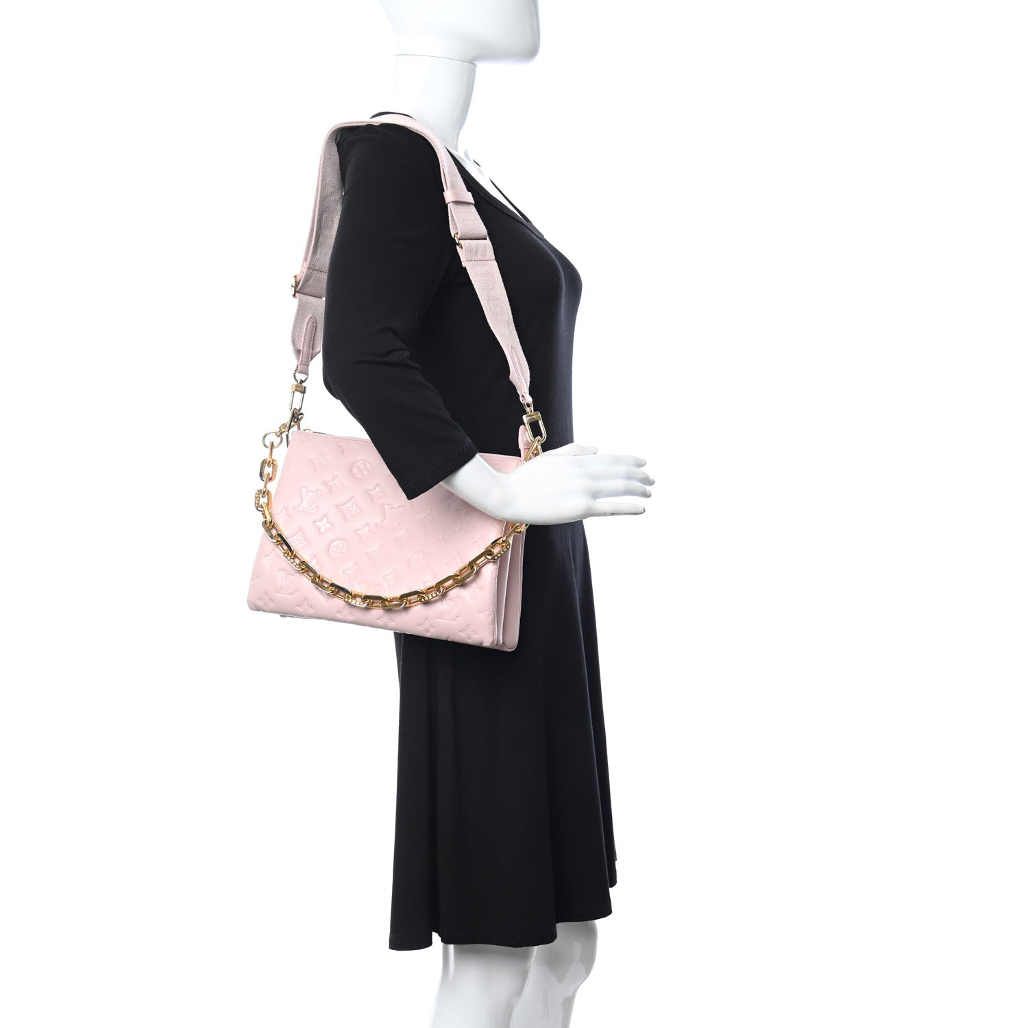 Louis Vuitton Lambskin Embossed Monogram Coussin PM Rose 3 of 9