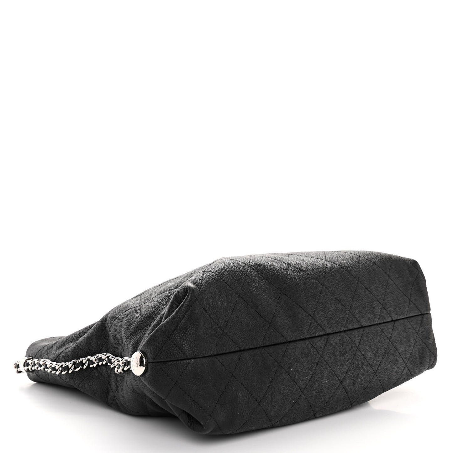 Grained Calfskin Stitched Medium Braided With Style Hobo Black
