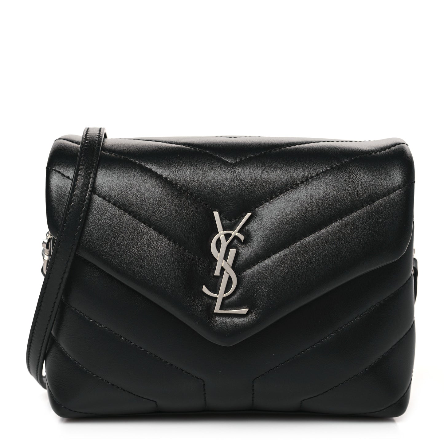 Calfskin Y Quilted Monogram Toy Loulou Crossbody Bag Black