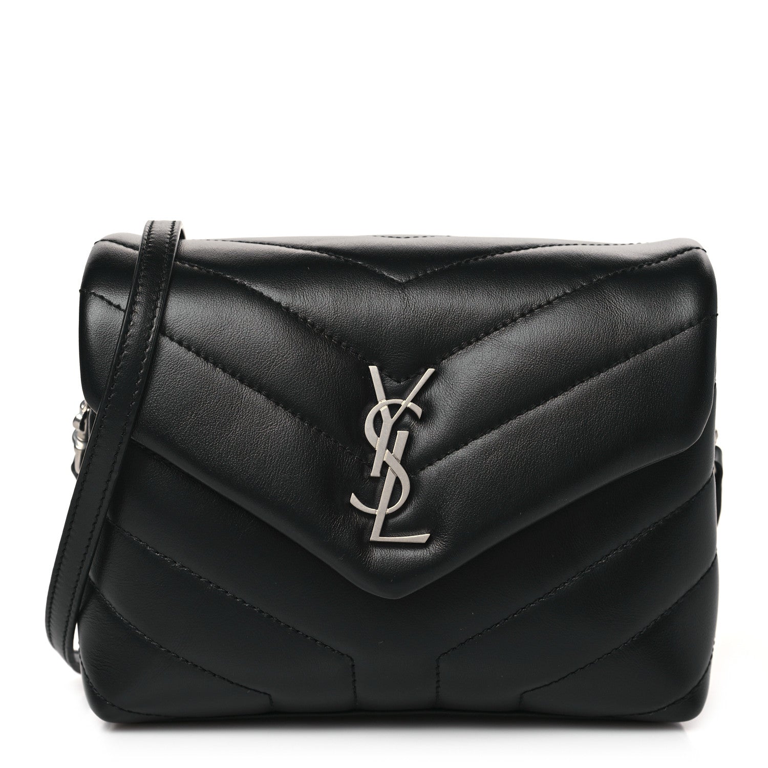 Saint Laurent Calfskin Y Quilted Monogram Toy Loulou Crossbody Bag Black 1 of 9