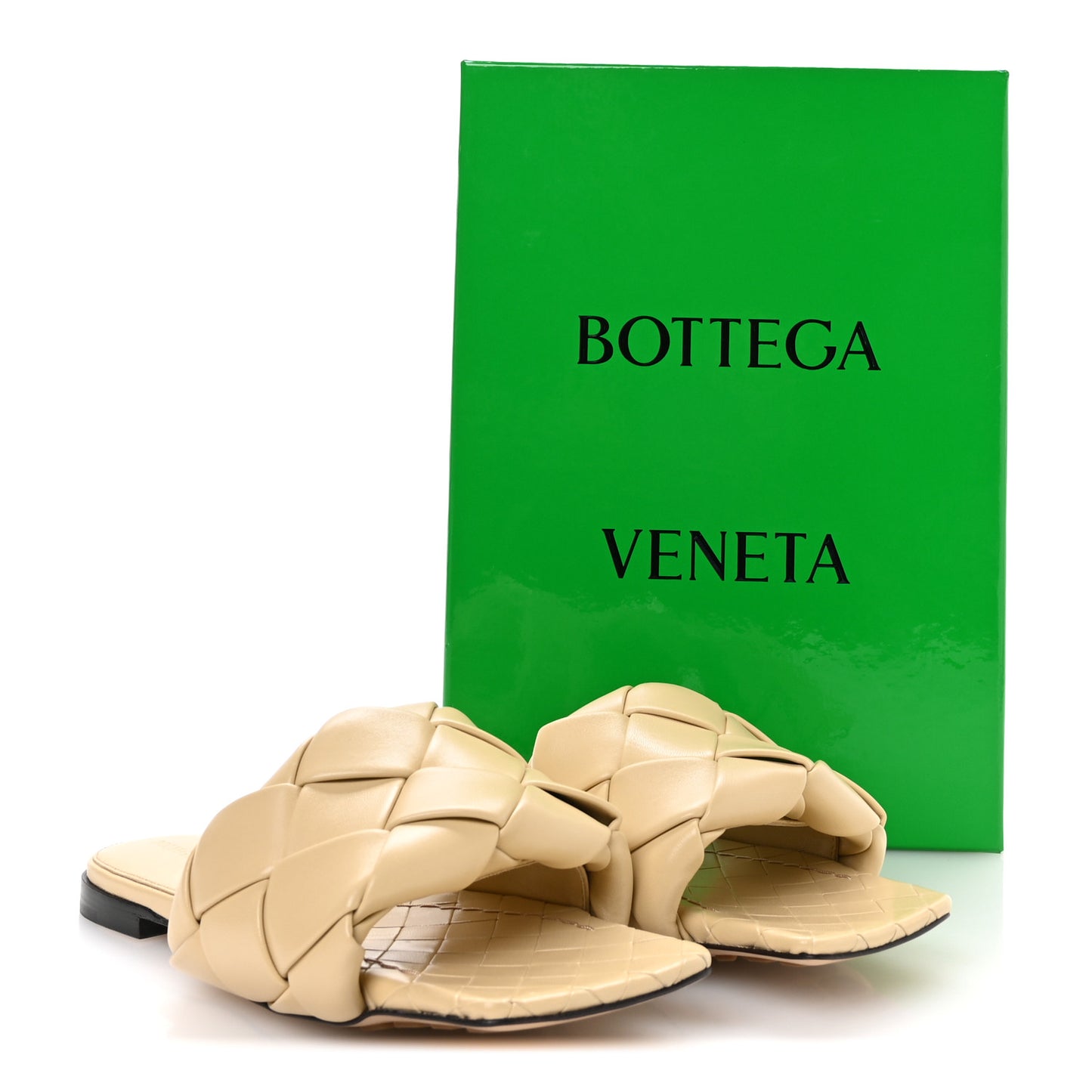 Nappa Maxi Intrecciato Lido Flat Sandals 37 Cane Sugar