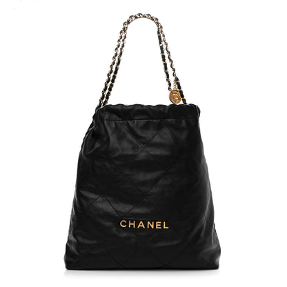 Chanel Shiny Calfskin Quilted Large Chanel 22 Black 1 of 10