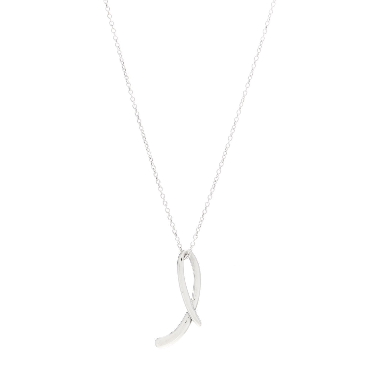 Tiffany Sterling Silver Elsa Peretti Letter L Pendant Necklace 1 of 6