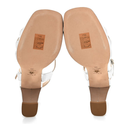 Christian Dior Laminated Crinkled Calfskin Dior Call Sandal Pumps 39 Silver 5 of 9
