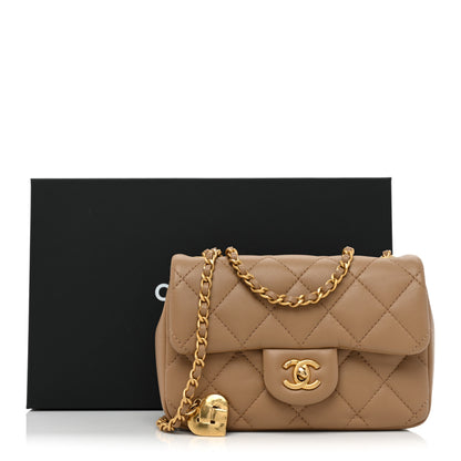 Chanel Lambskin Quilted Mini Heart Charms Flap Beige 9 of 9