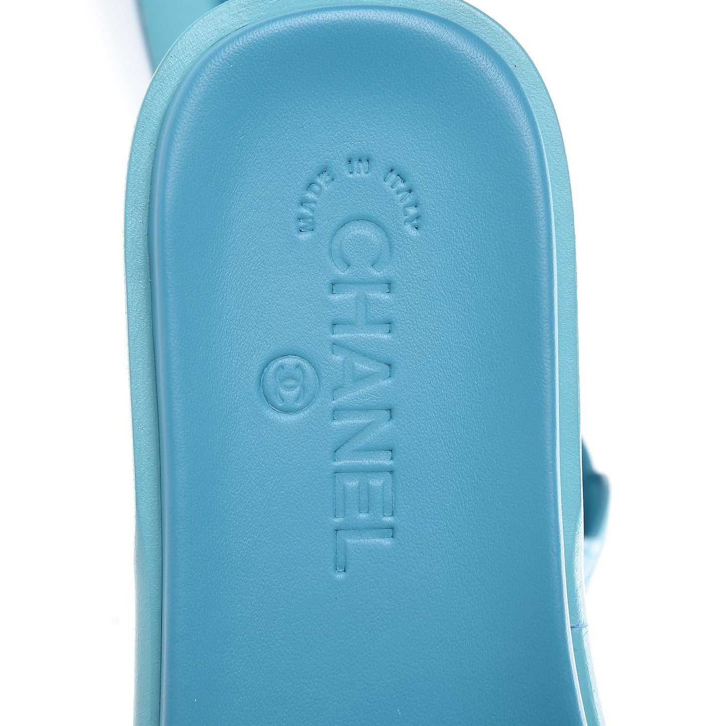 Patent Calfskin CC Slip On Mules 37.5 Turquoise