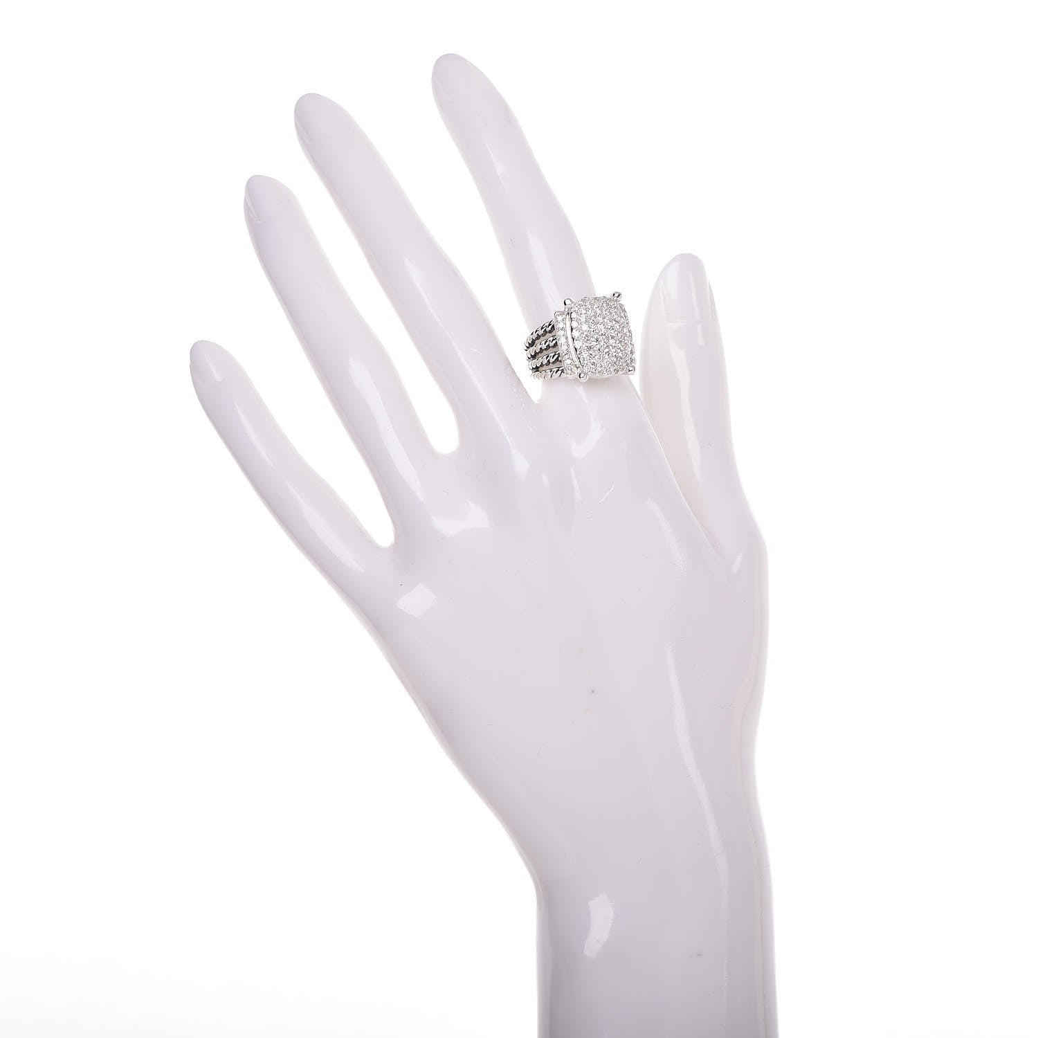 David Yurman Sterling Silver Diamond 16mm Wheaton Ring 53 6.25 2 of 5