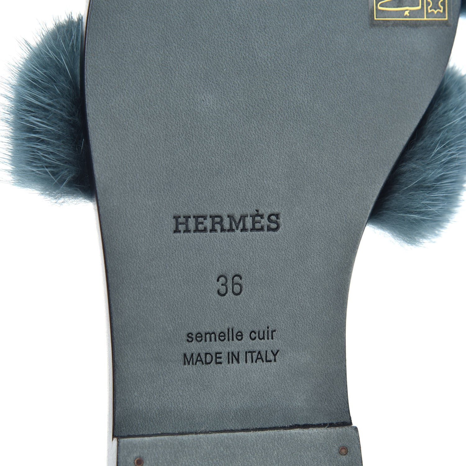 Hermes Mink Fur Oran Sandals 36 Bleu Paon 9 of 11