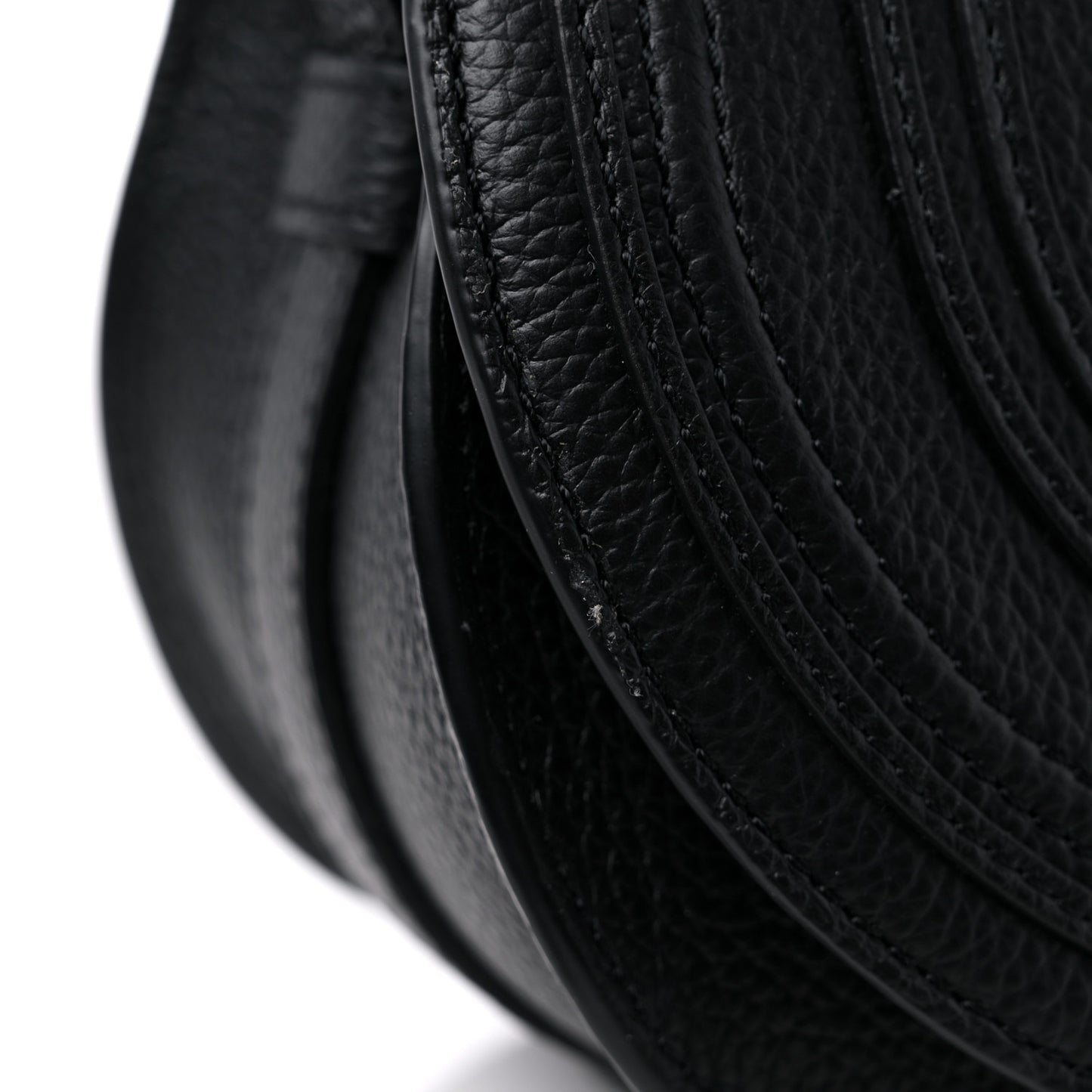 Grained Calfskin Small Marcie Saddle Bag Black