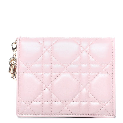 Christian Dior Metallic Lambskin Cannage Mini Lady Dior Wallet Lotus 1 of 3
