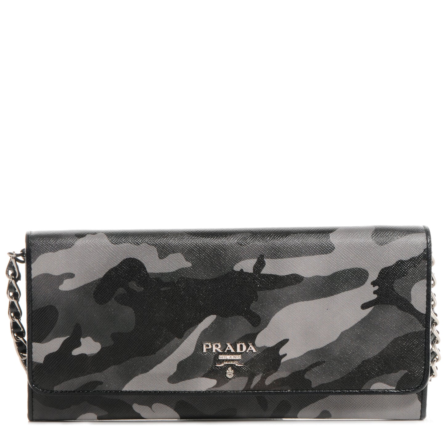 Saffiano Camouflage Print Continental Chain Wallet Marmo Dis Camouflage