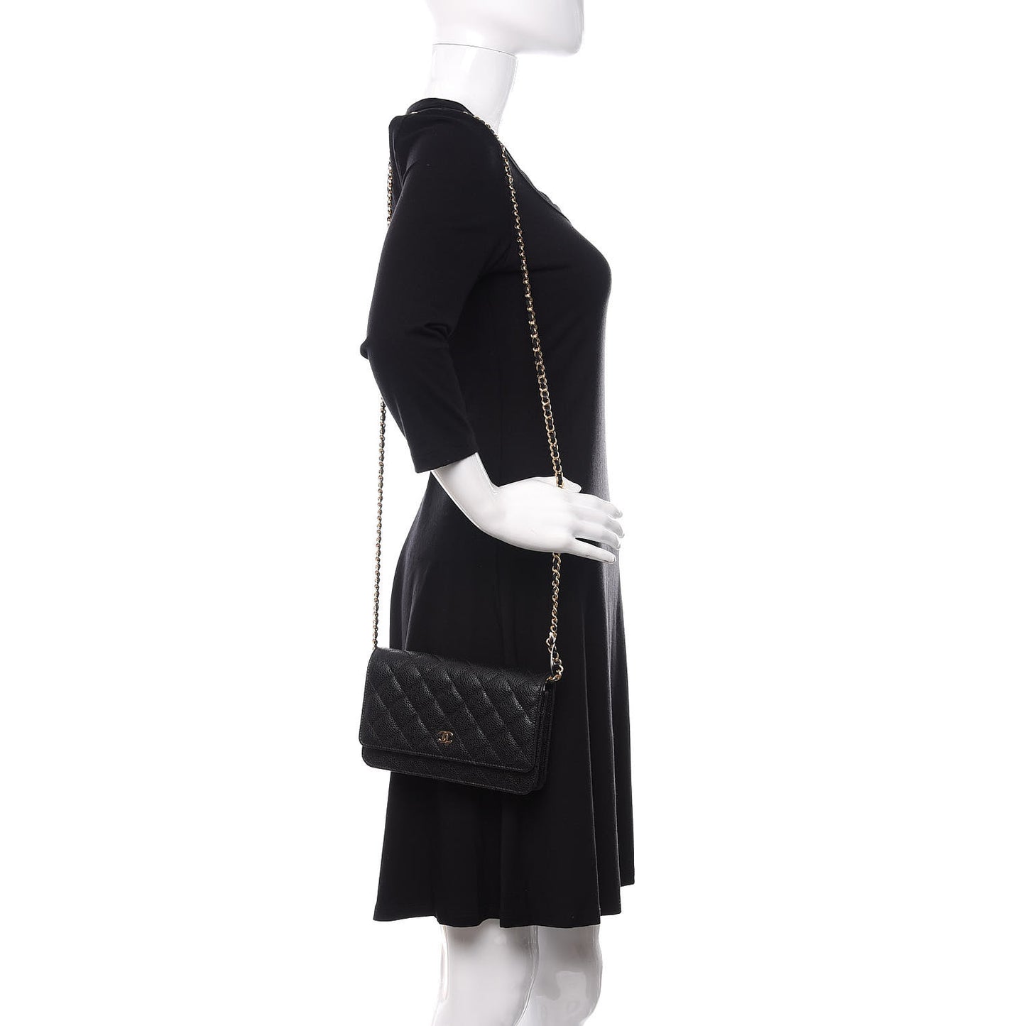 Caviar Quilted Wallet On Chain WOC Black