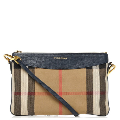 Burberry House Check Derby Peyton Crossbody Clutch Bag Navy 1 of 7