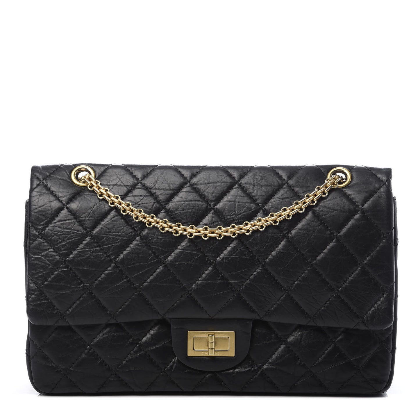Aged Calfskin Quilted 2.55 Reissue 227 Flap Black