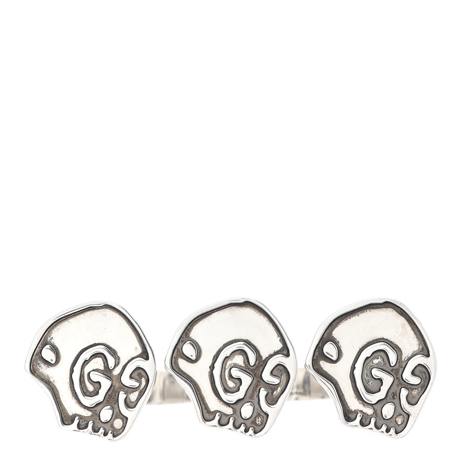 Gucci Sterling Silver GucciGhost Hamlet Skull Double Finger Ring L 1 of 6