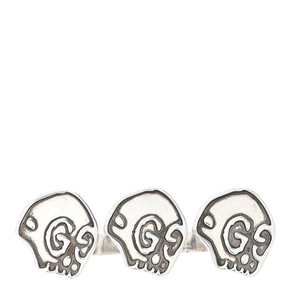 Gucci Sterling Silver GucciGhost Hamlet Skull Double Finger Ring L 1 of 6