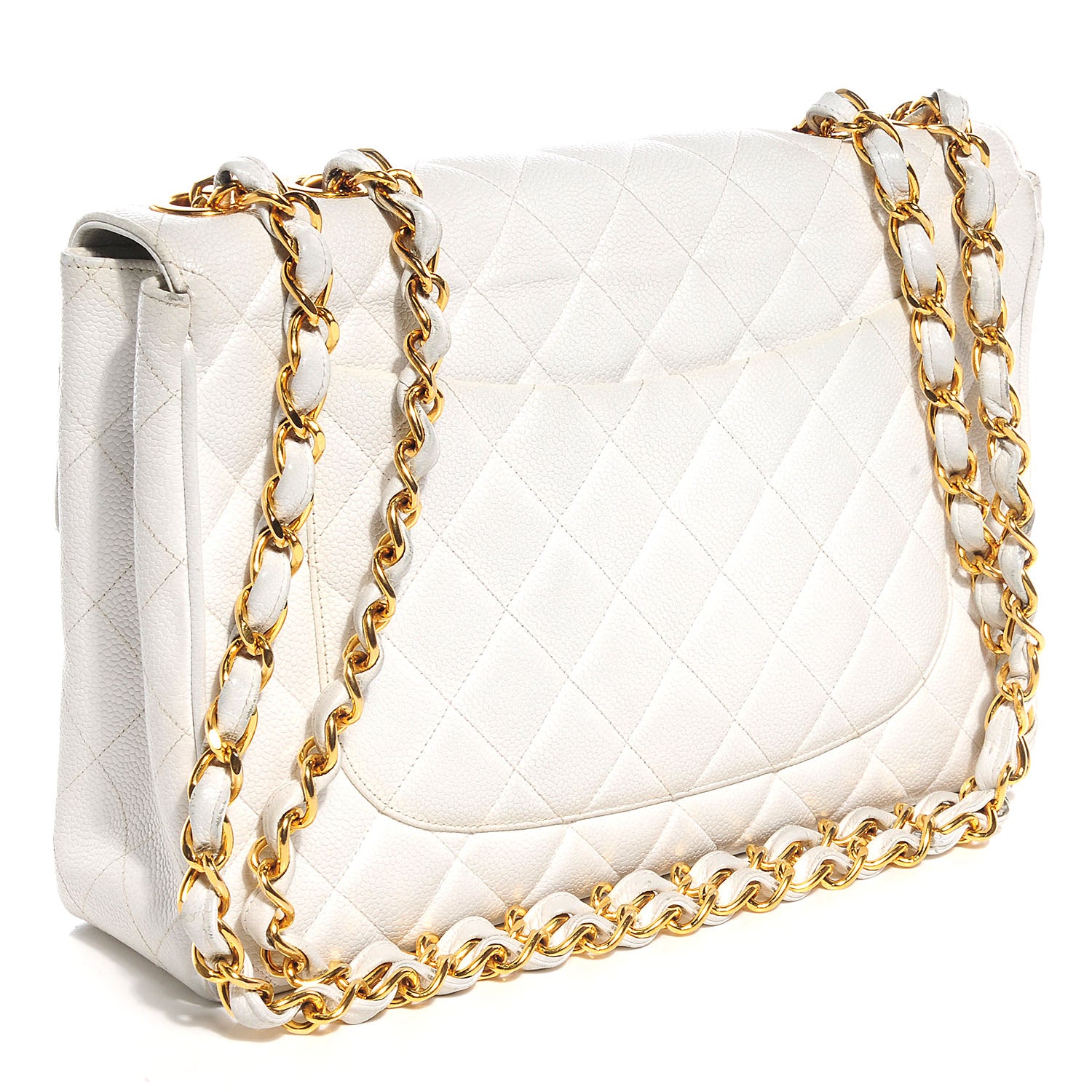 Chanel Caviar Jumbo Flap White 3 of 10