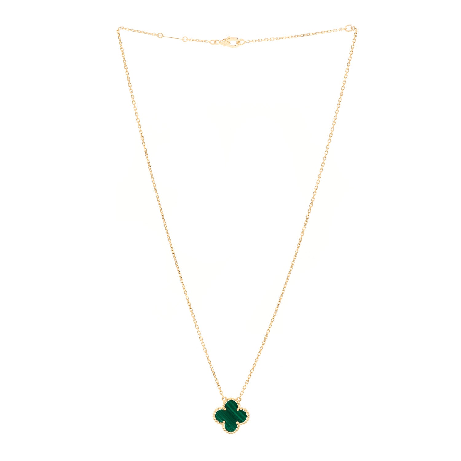 Van Cleef & Arpels 18K Yellow Gold Malachite Vintage Alhambra Pendant Necklace 3 of 5